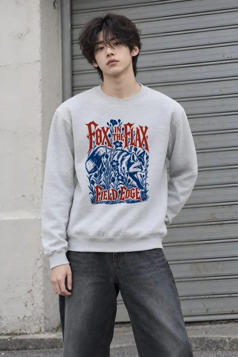 "FOX IN THE FLAX FIELD EDGE" Heavy Blend Unisex Crewneck Sweatshirt