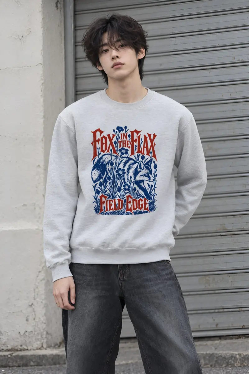 "FOX IN THE FLAX FIELD EDGE" Heavy Blend Unisex Crewneck Sweatshirt