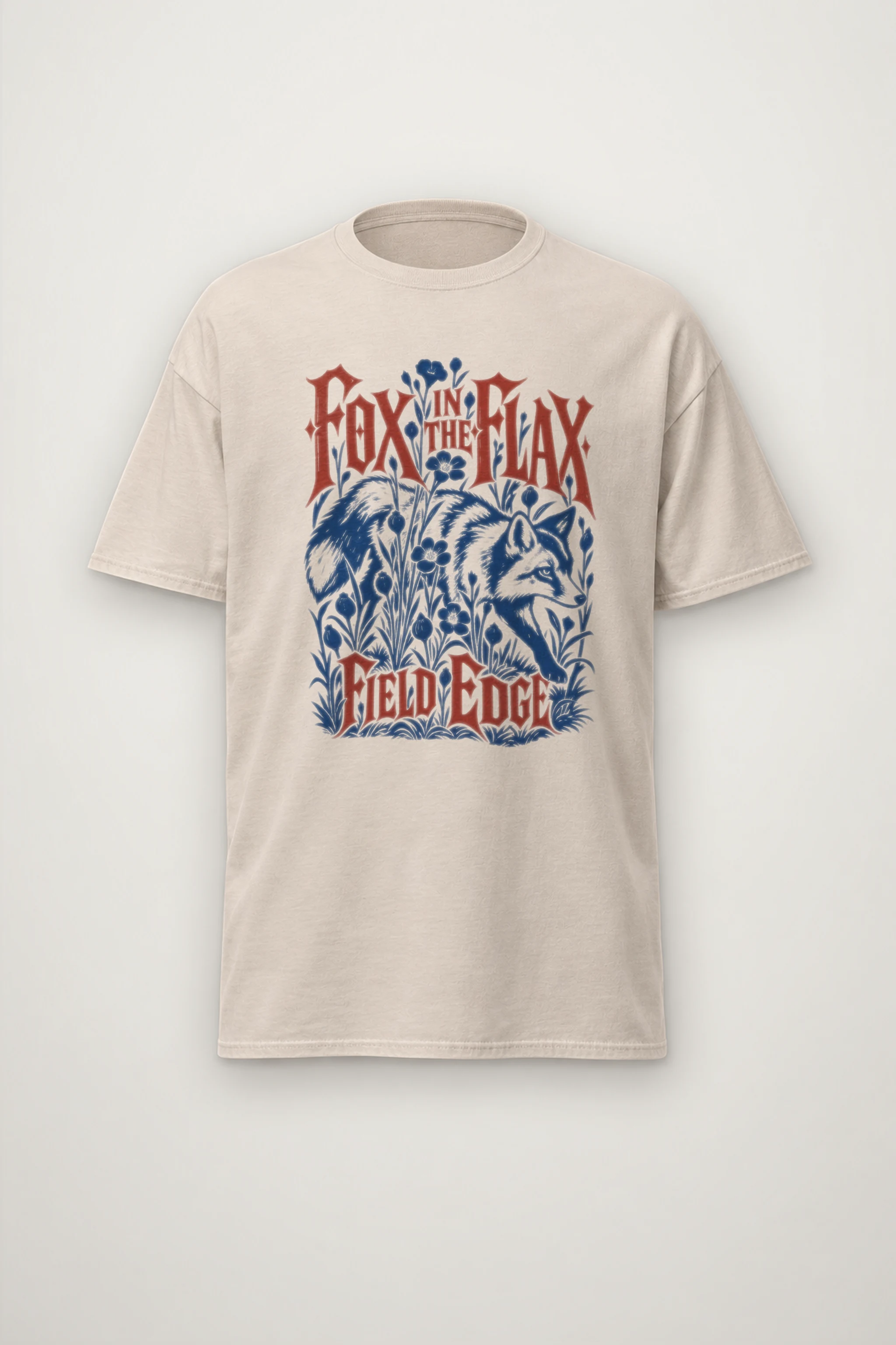 "Fox in the Flax Field Edge" Heavyweight Unisex Crewneck T-shirt