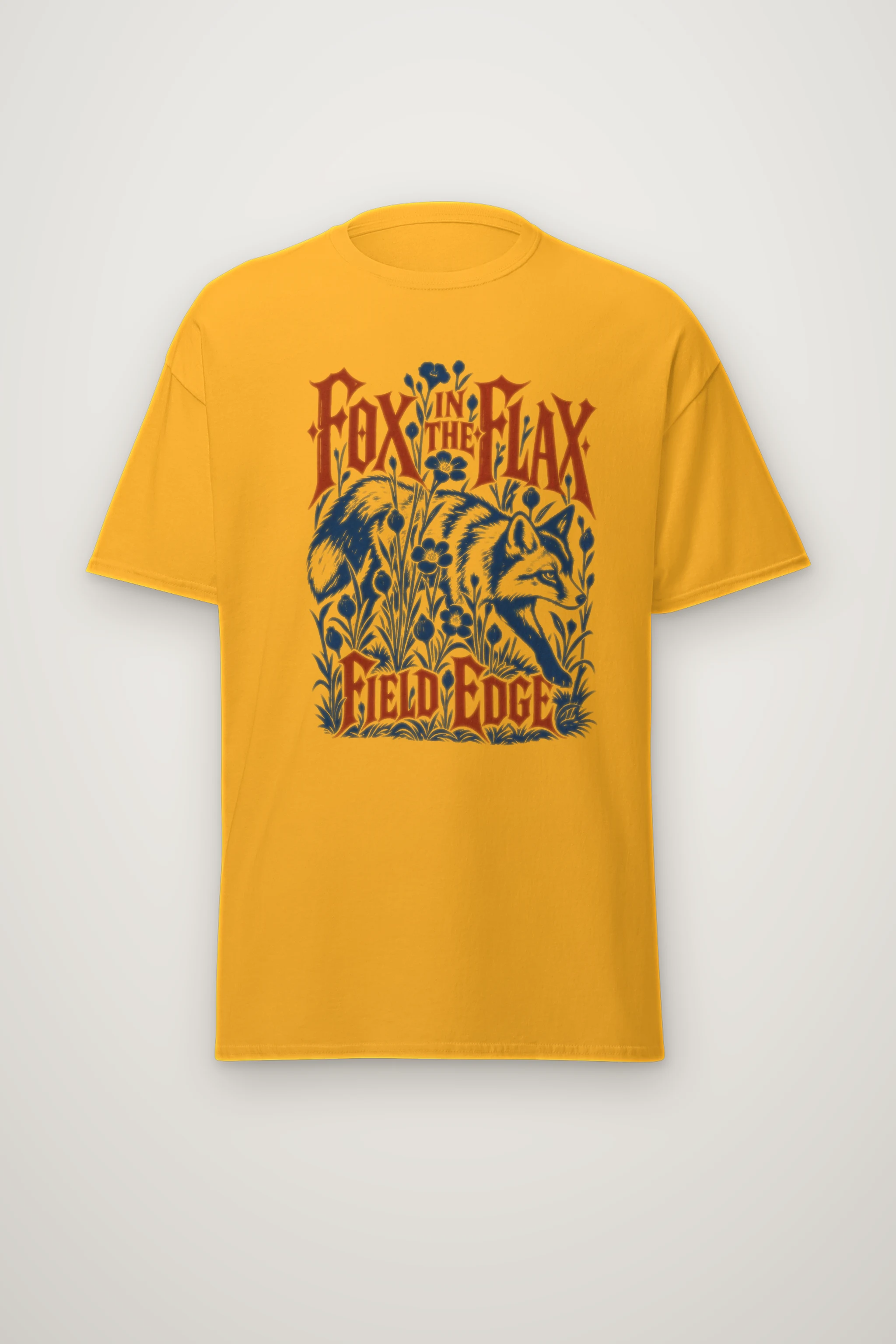 "Fox in the Flax Field Edge" Heavyweight Unisex Crewneck T-shirt