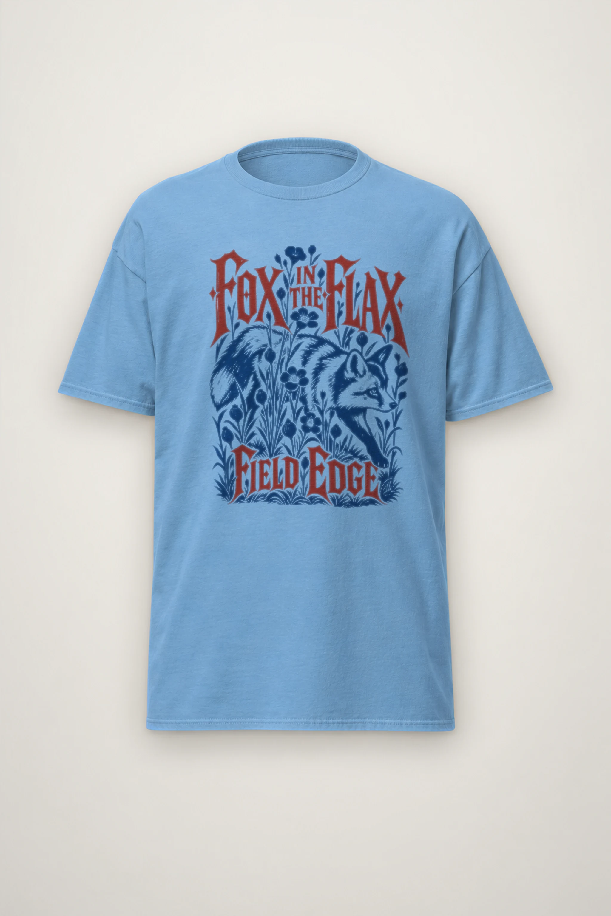 "Fox in the Flax Field Edge" Heavyweight Unisex Crewneck T-shirt