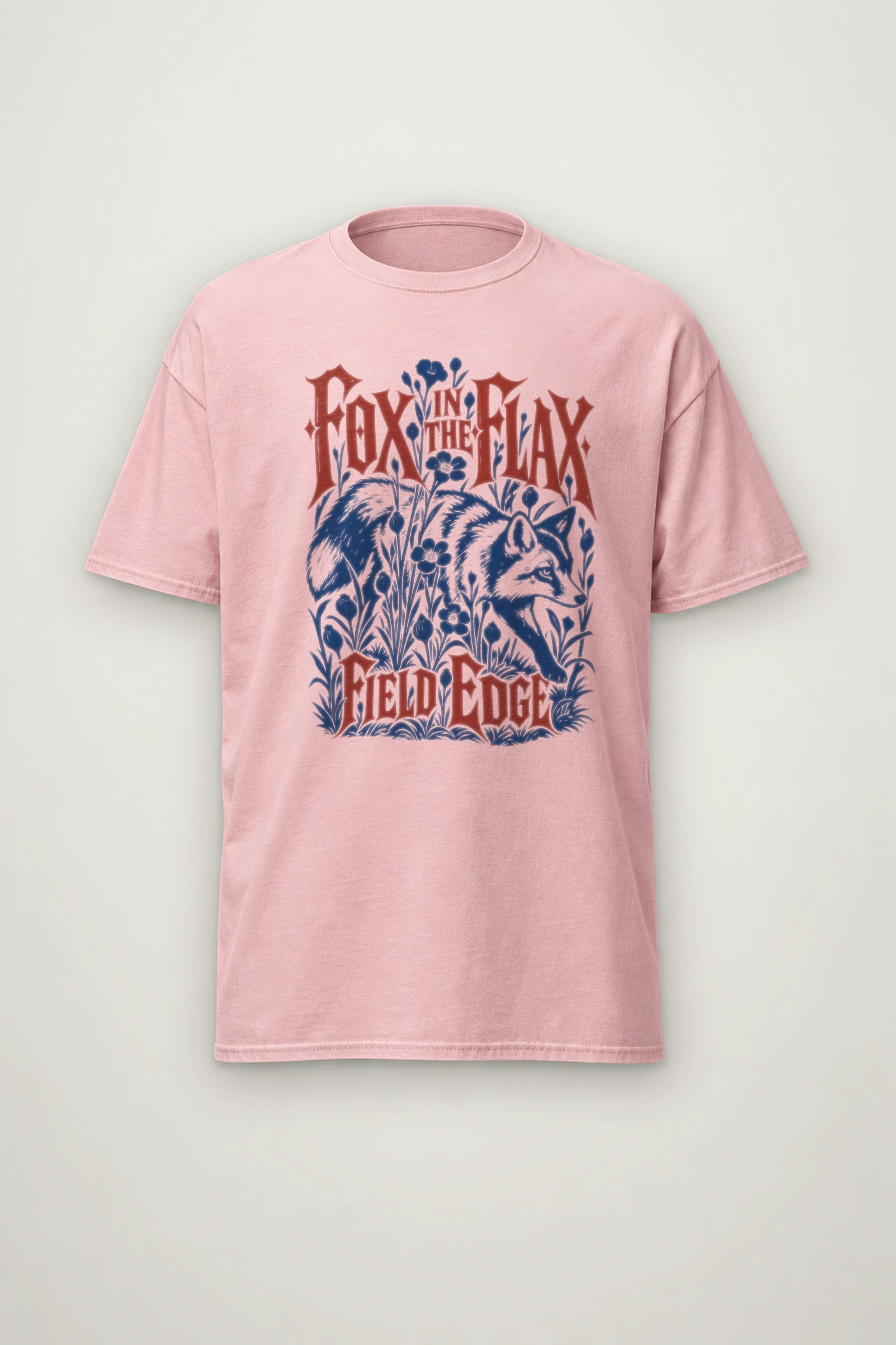 "Fox in the Flax Field Edge" Heavyweight Unisex Crewneck T-shirt