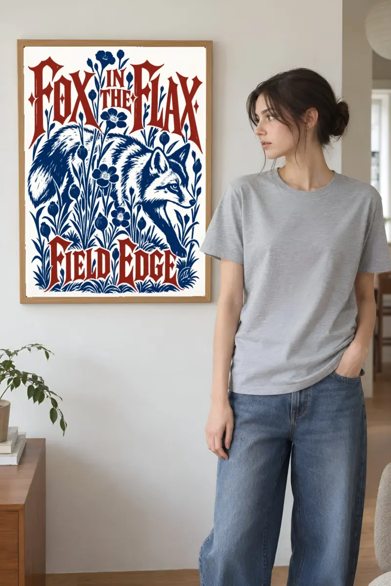 "Fox in the Flax" Premium Wooden Framed Poster