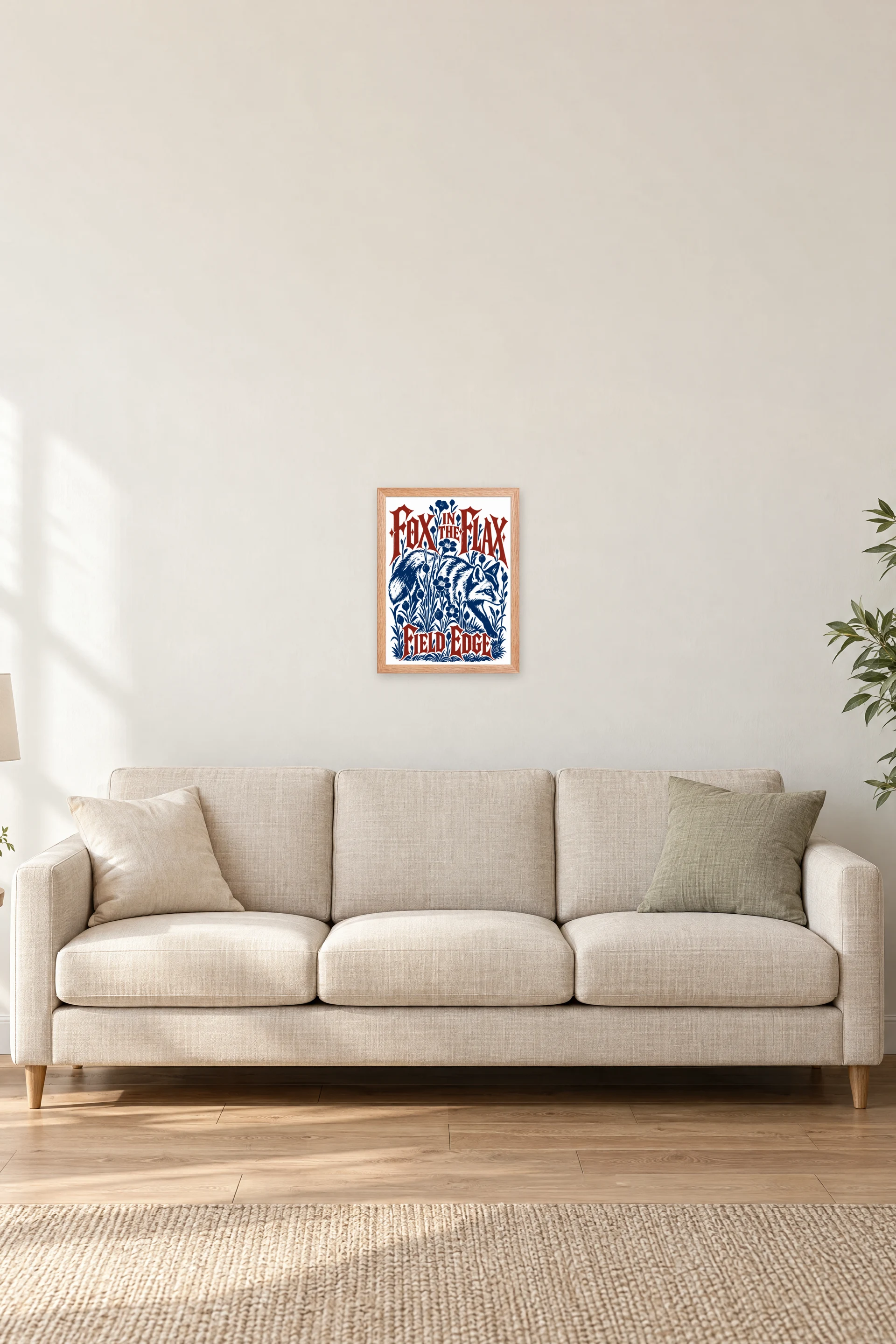"Fox in the Flax" Premium Wooden Framed Poster — Natural Wood frame, 12 × 16 in
