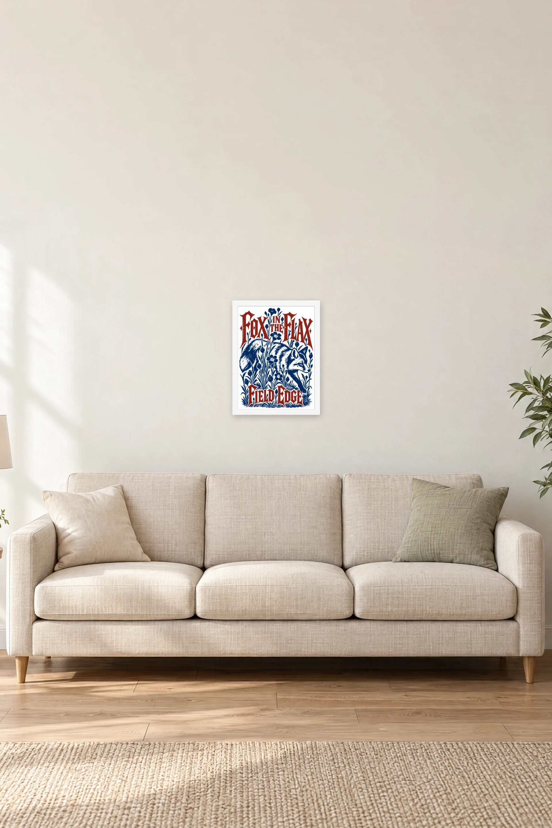"Fox in the Flax" Premium Wooden Framed Poster — White frame, 12 × 16 in