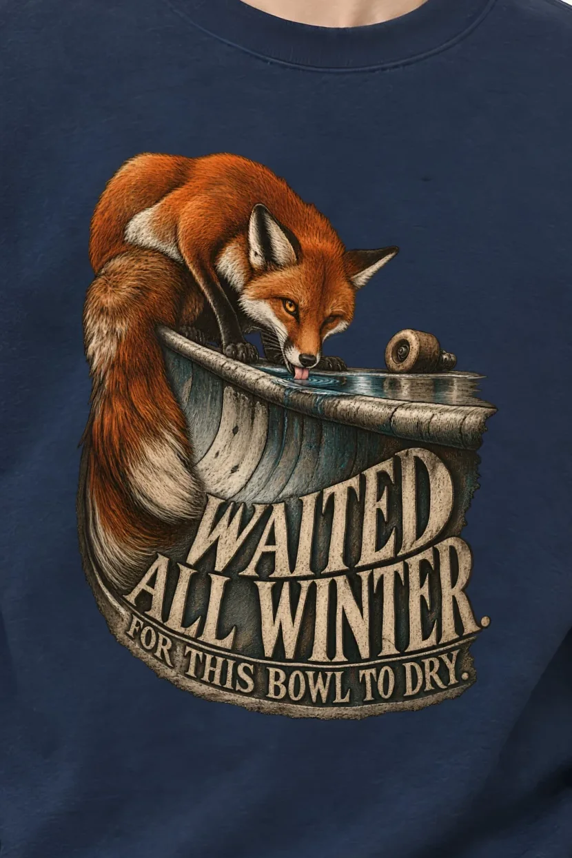 "Fox Skate Bowl" Unisex Crewneck Sweatshirt - the graphic up close