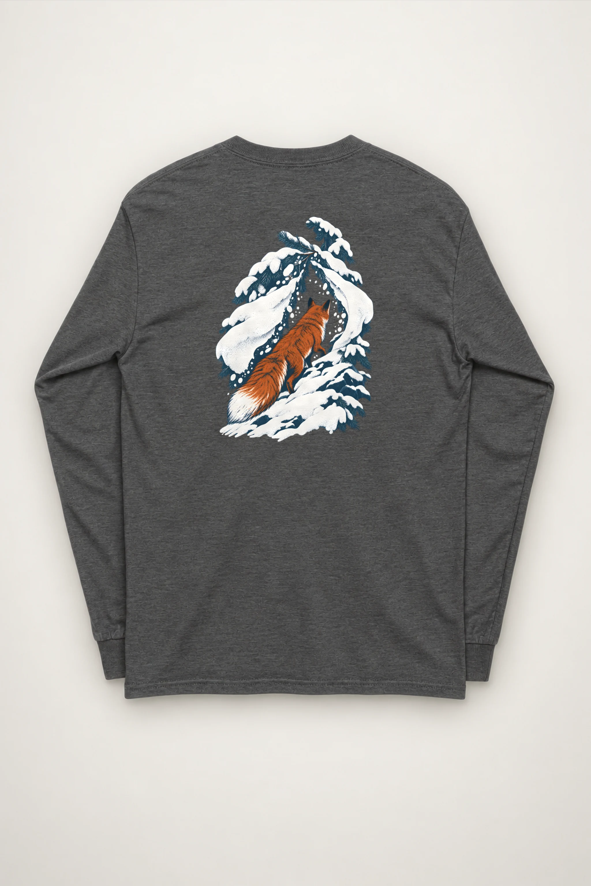 "Fox Under Snowy Boughs" Unisex Longsleeve T-shirt
