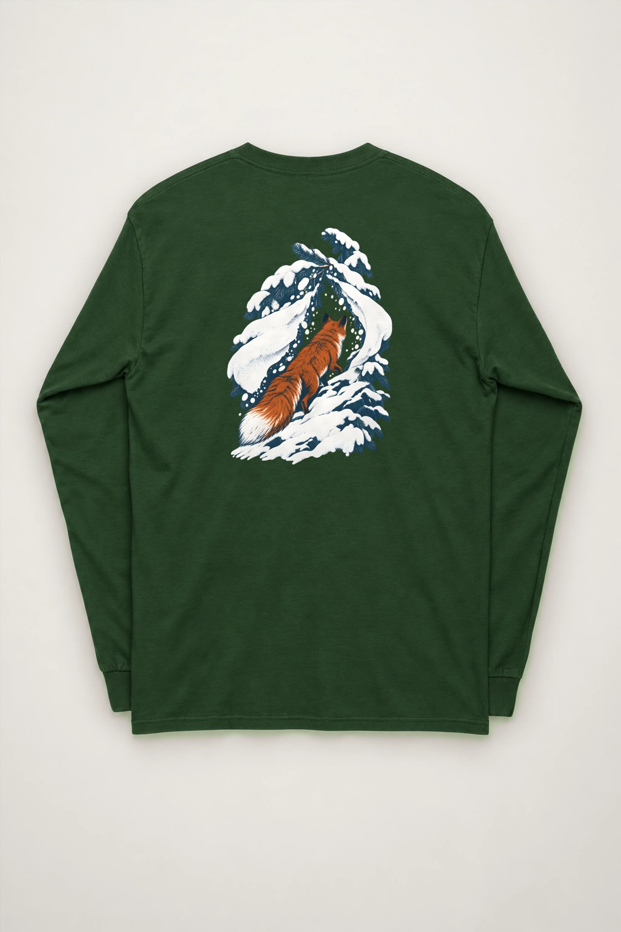 "Fox Under Snowy Boughs" Unisex Longsleeve T-shirt