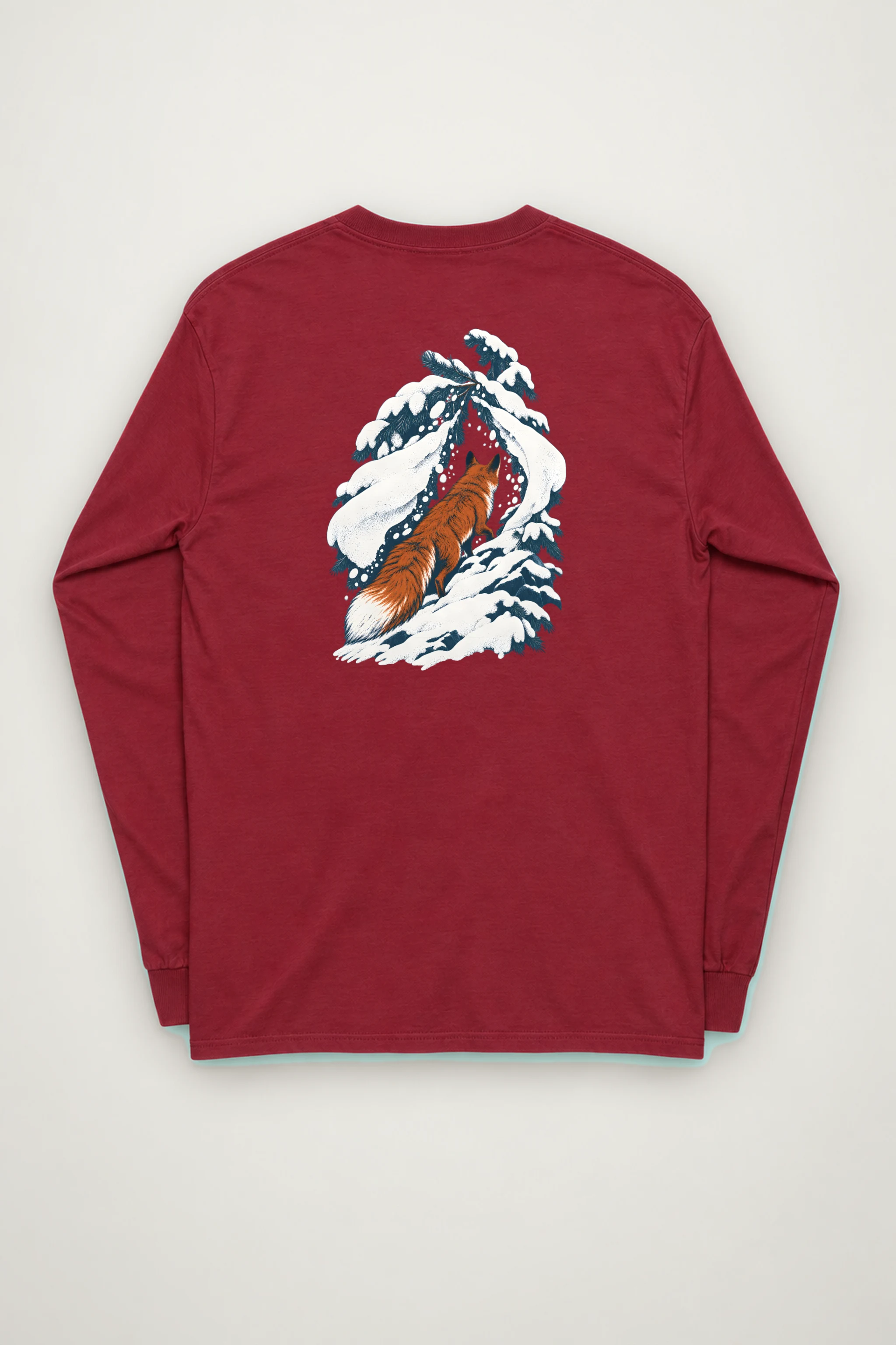 "Fox Under Snowy Boughs" Unisex Longsleeve T-shirt