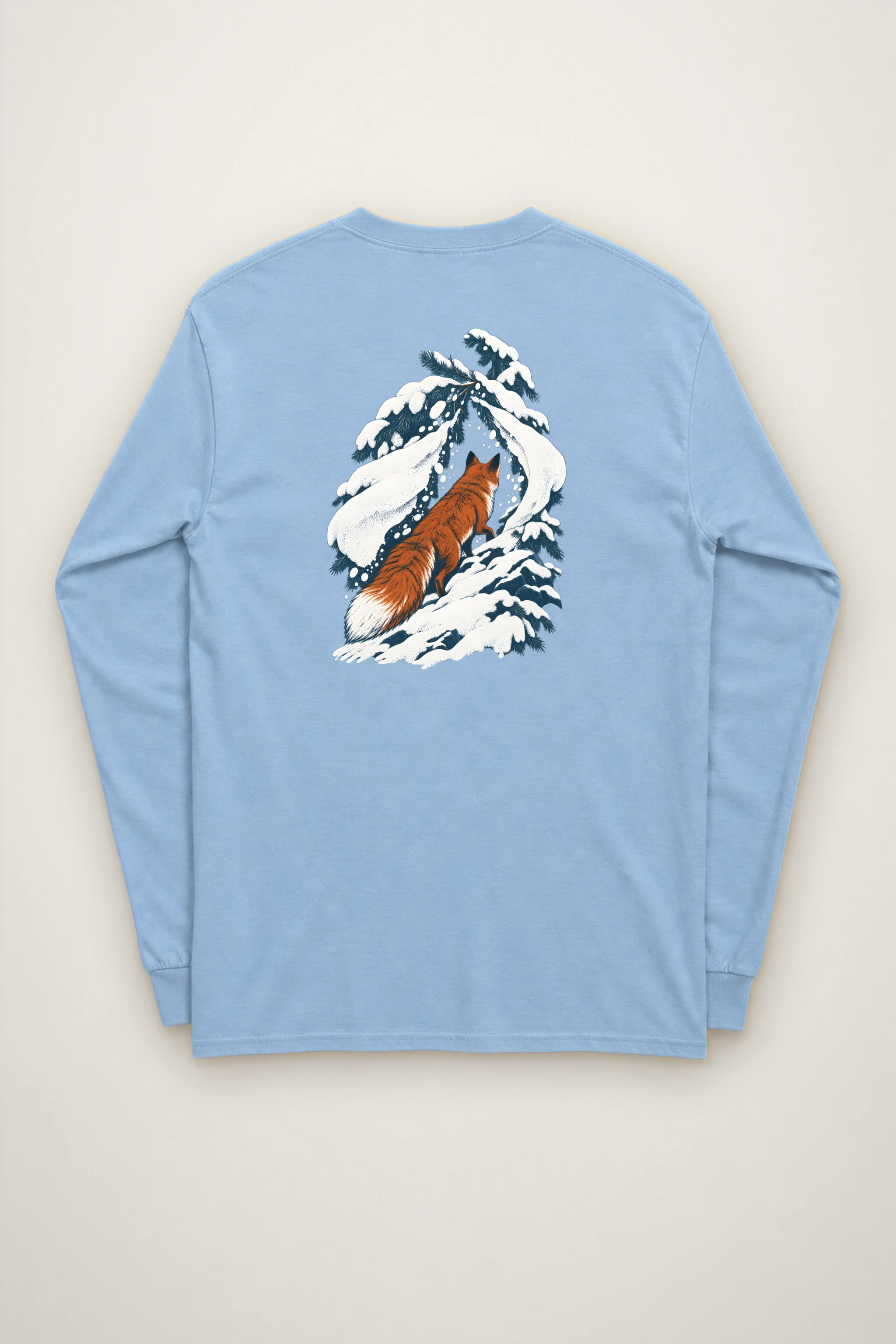 "Fox Under Snowy Boughs" Unisex Longsleeve T-shirt