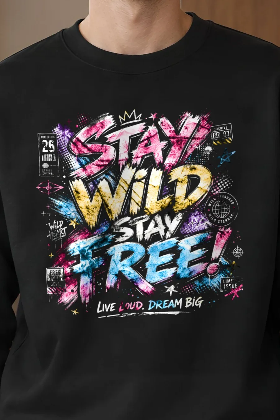 "Free Loud Dream" 1 Crewneck Sweatshirt - the graphic up close