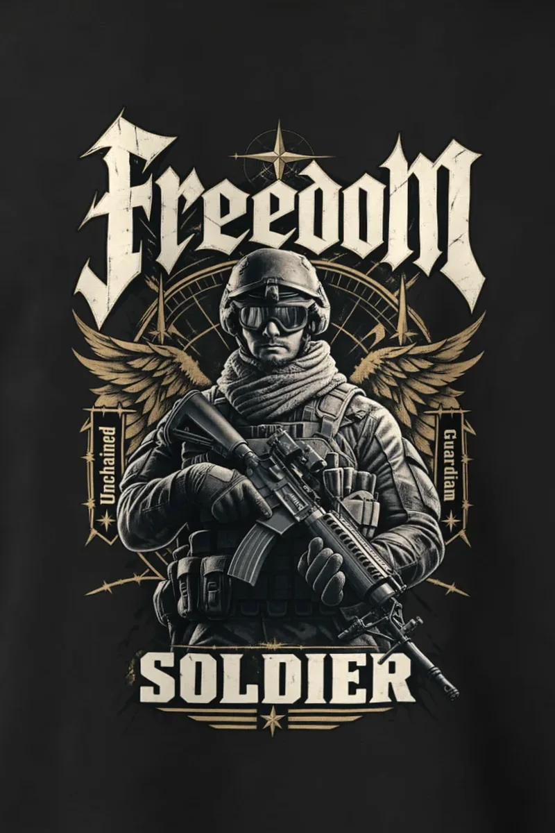 "Freedom Unchained Soldier" 1 Crewneck Sweatshirt - the graphic up close