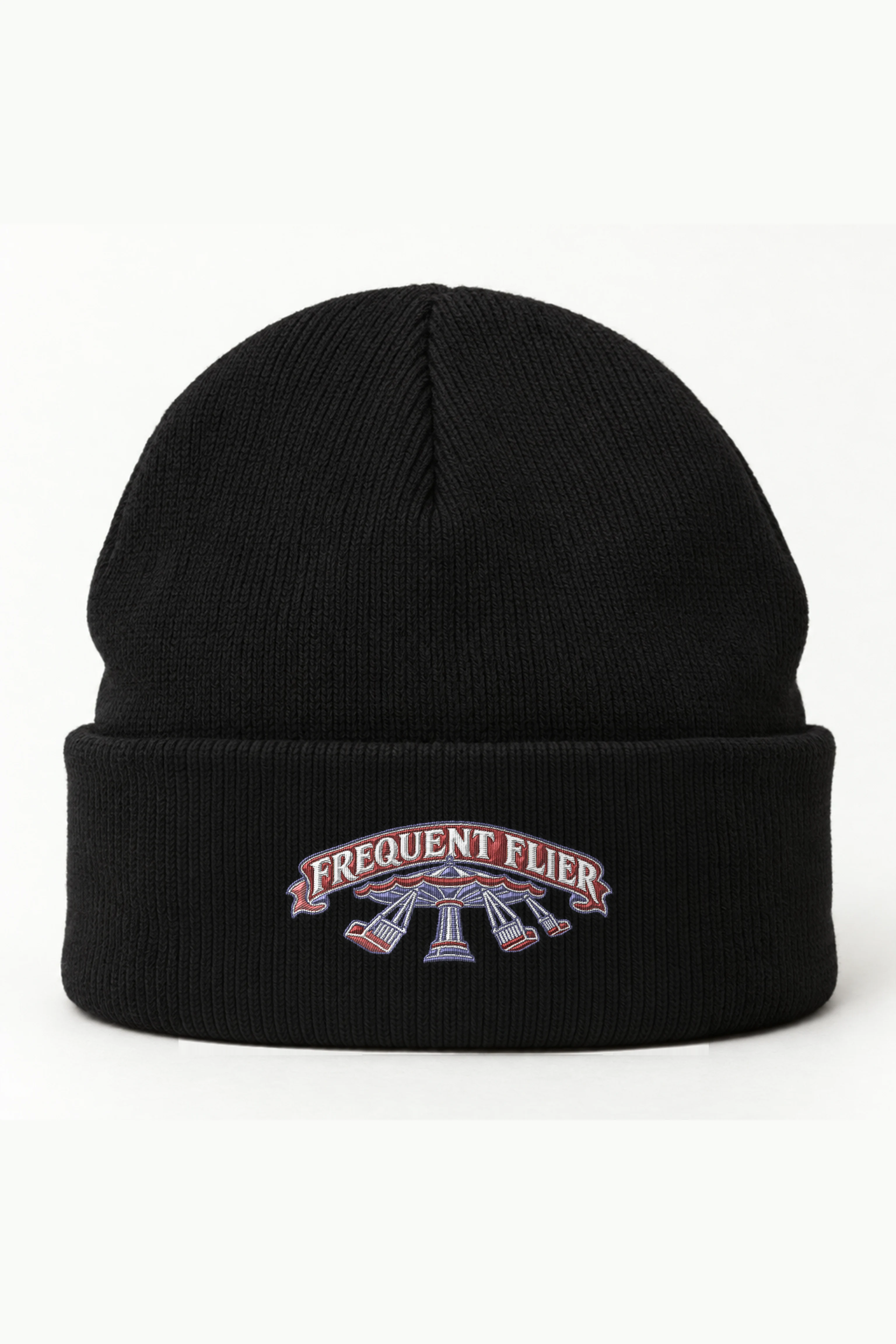 "Frequent Flier Swing Ride" Cuffed Beanie · Embroidered
