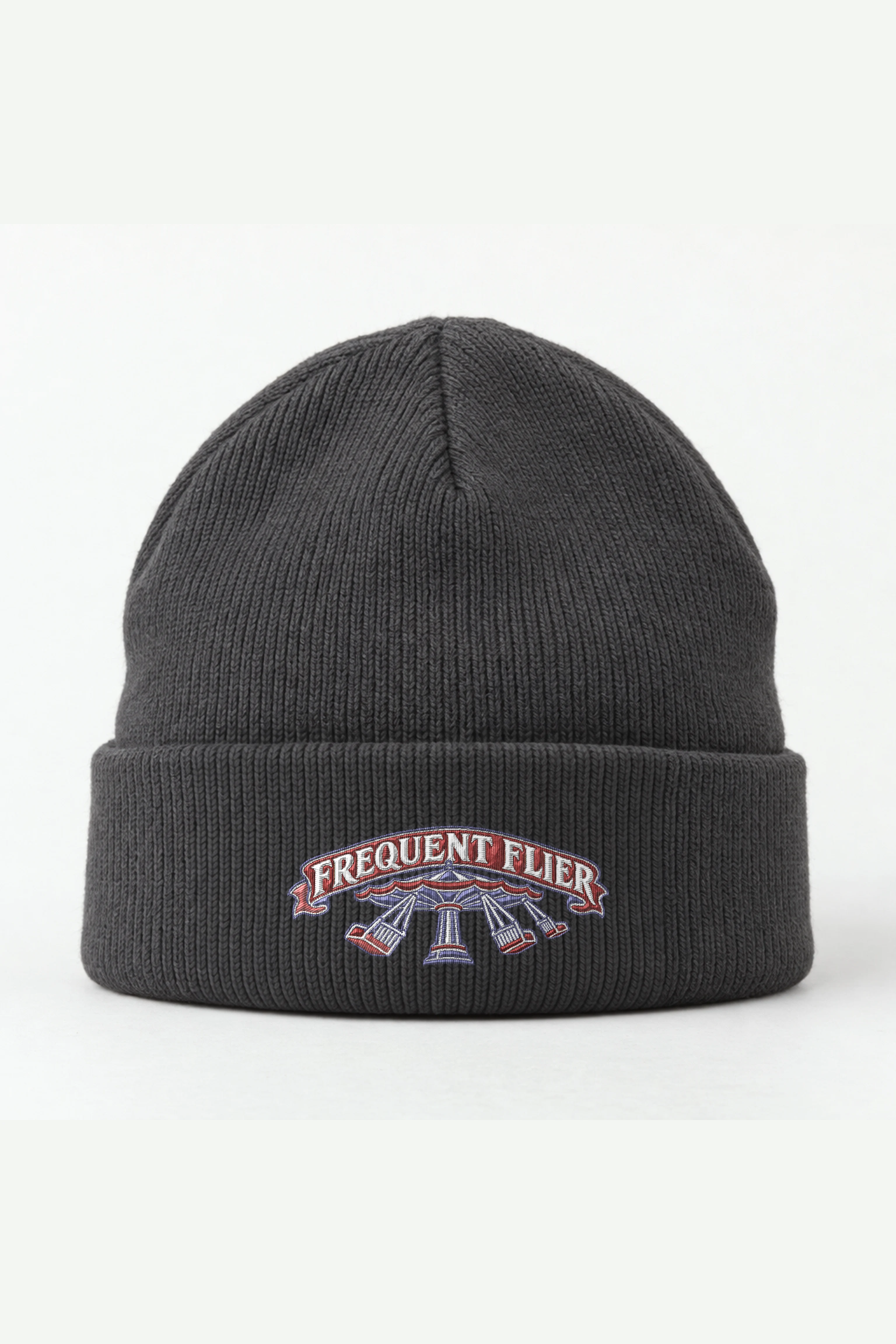 "Frequent Flier Swing Ride" Cuffed Beanie · Embroidered