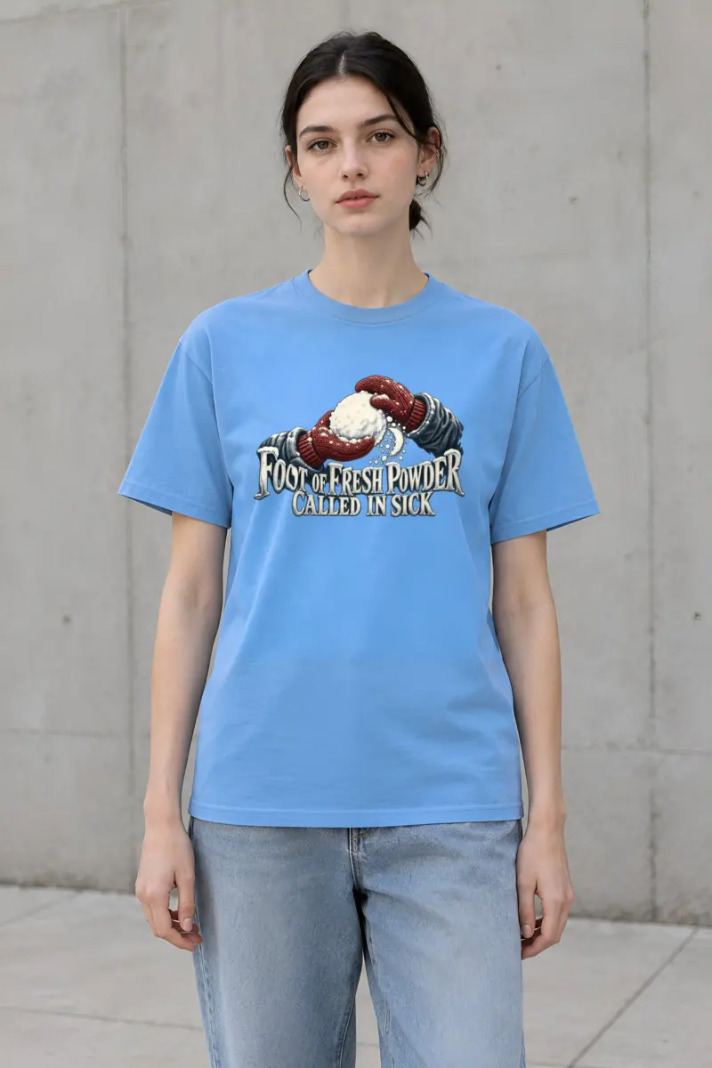 “Fresh Powder Called In Sick” Heavyweight Unisex Crewneck T-shirt