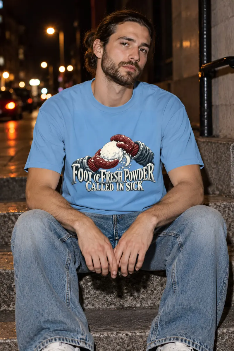 "Fresh Powder Called In Sick" Heavyweight Unisex Crewneck T-shirt