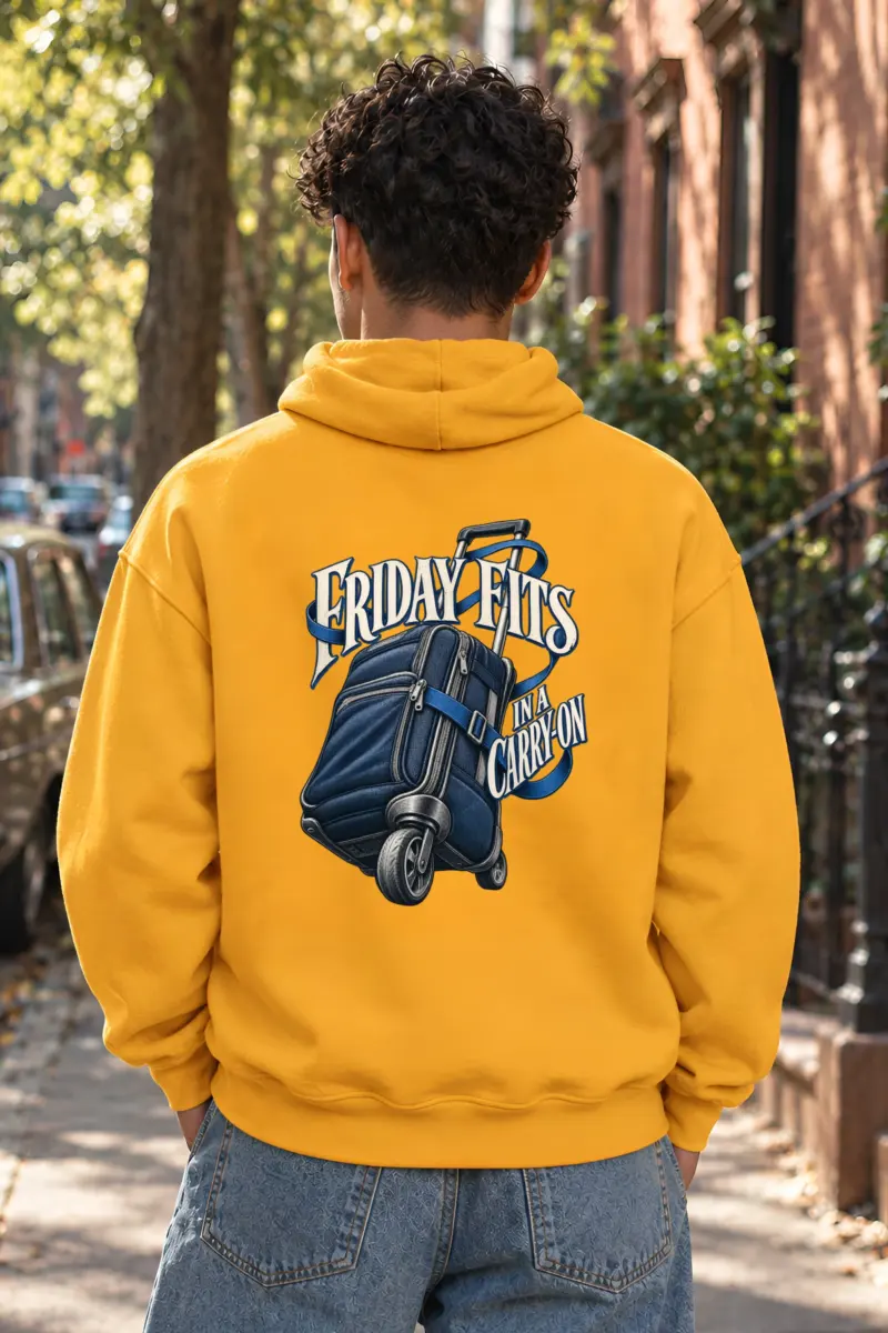"Friday Fits in a Carry-On" Heavy Blend Unisex Pullover Hoodie