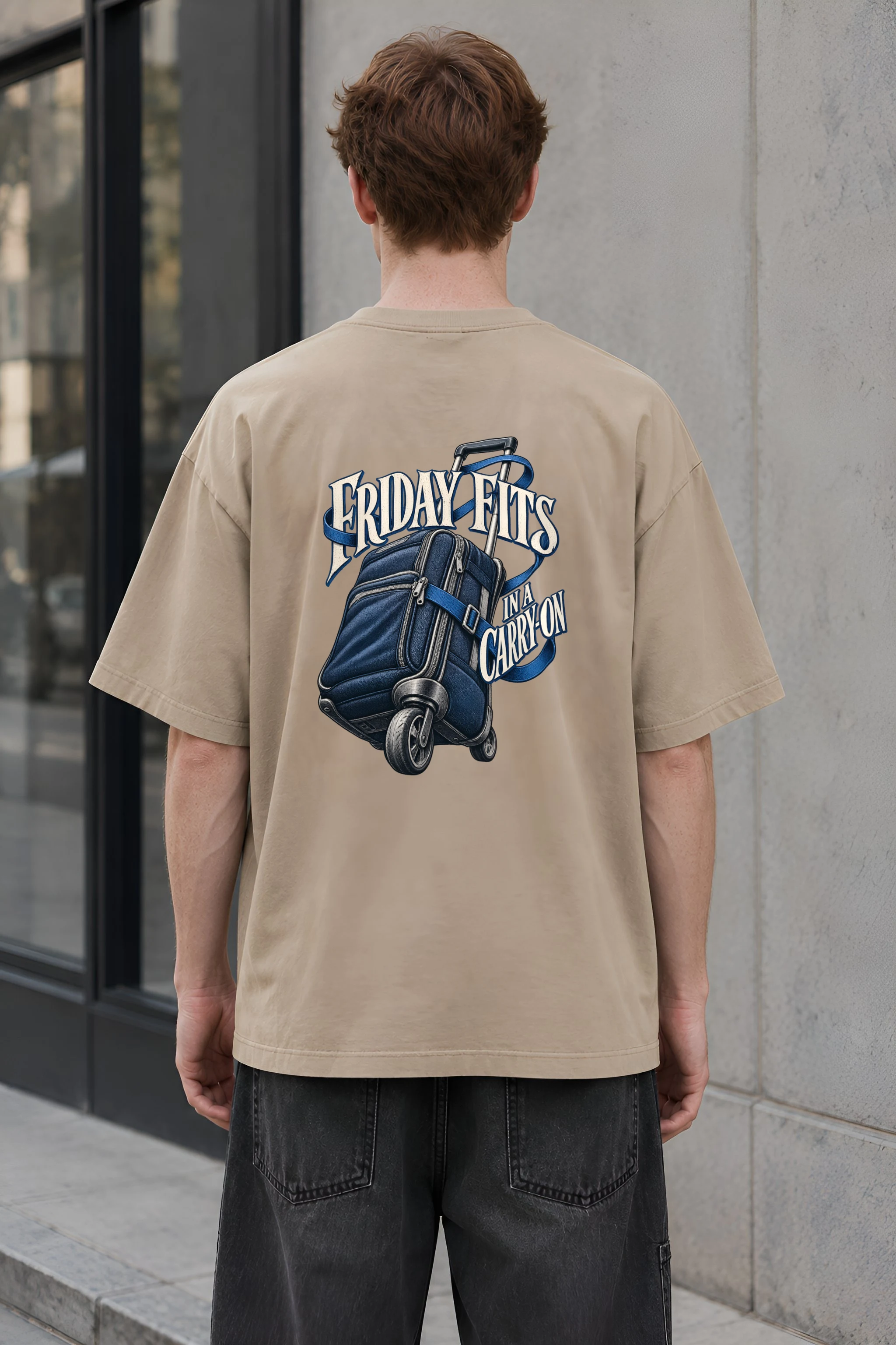 "Friday Fits in a Carry-On" Men's Oversized Heavyweight Crewneck T-Shirt