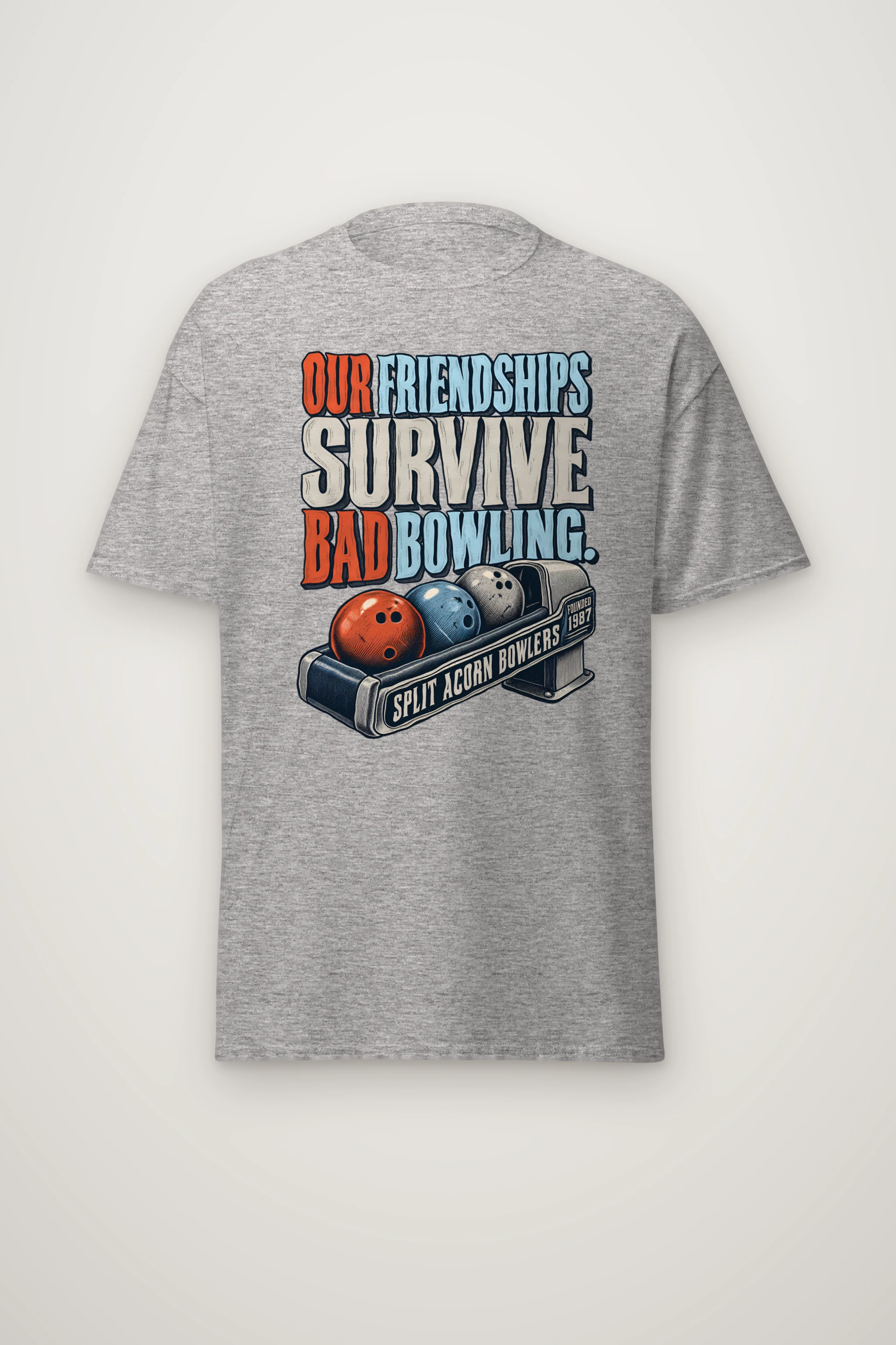 "Friendships Survive Bad Bowling" Heavyweight Unisex Crewneck T-shirt
