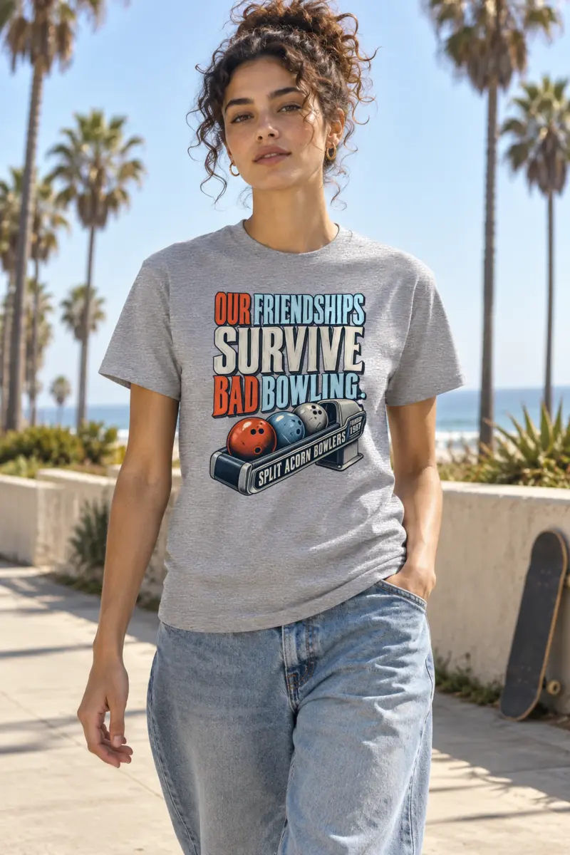 "Friendships Survive Bad Bowling" Heavyweight Unisex Crewneck T-shirt