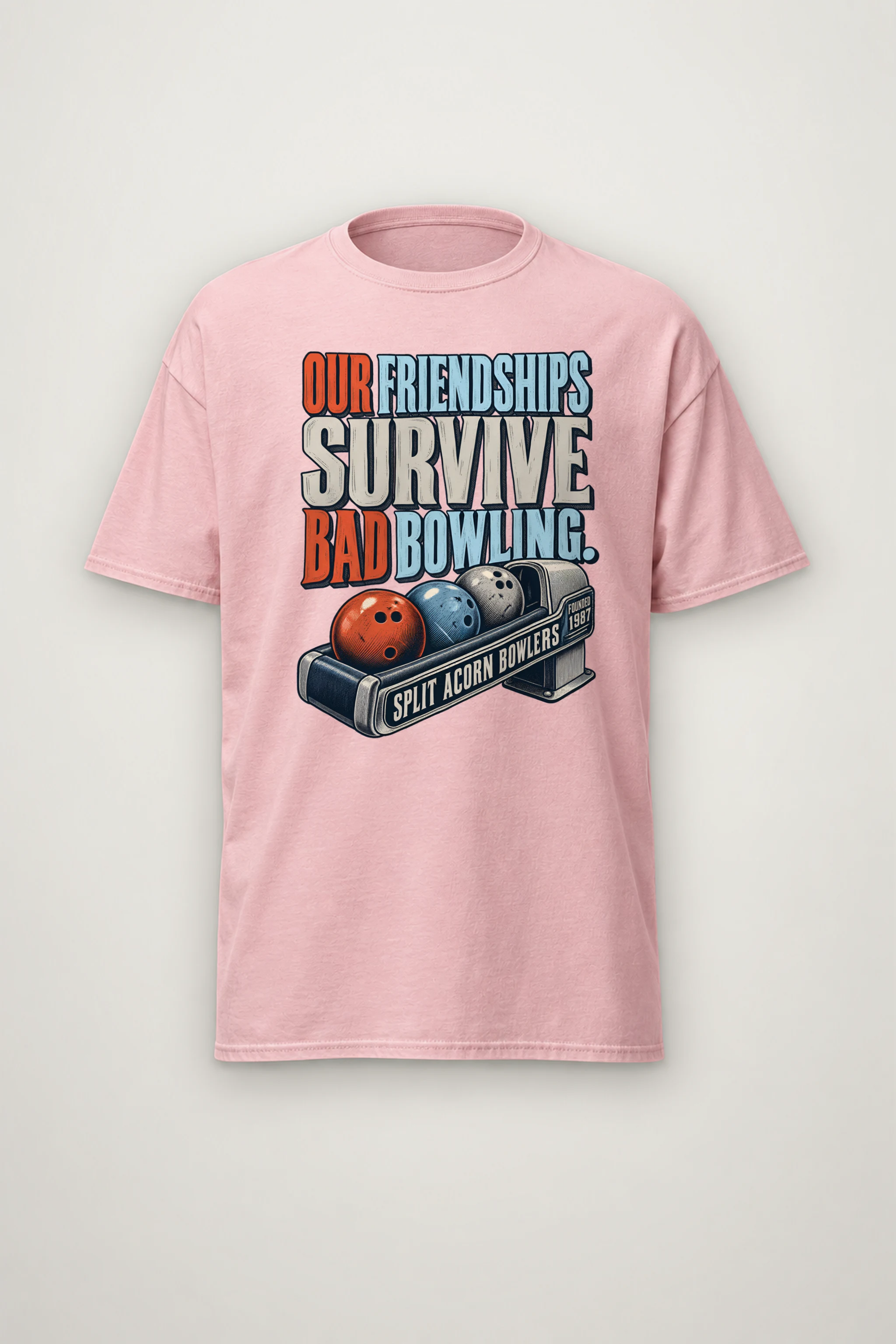 "Friendships Survive Bad Bowling" Heavyweight Unisex Crewneck T-shirt
