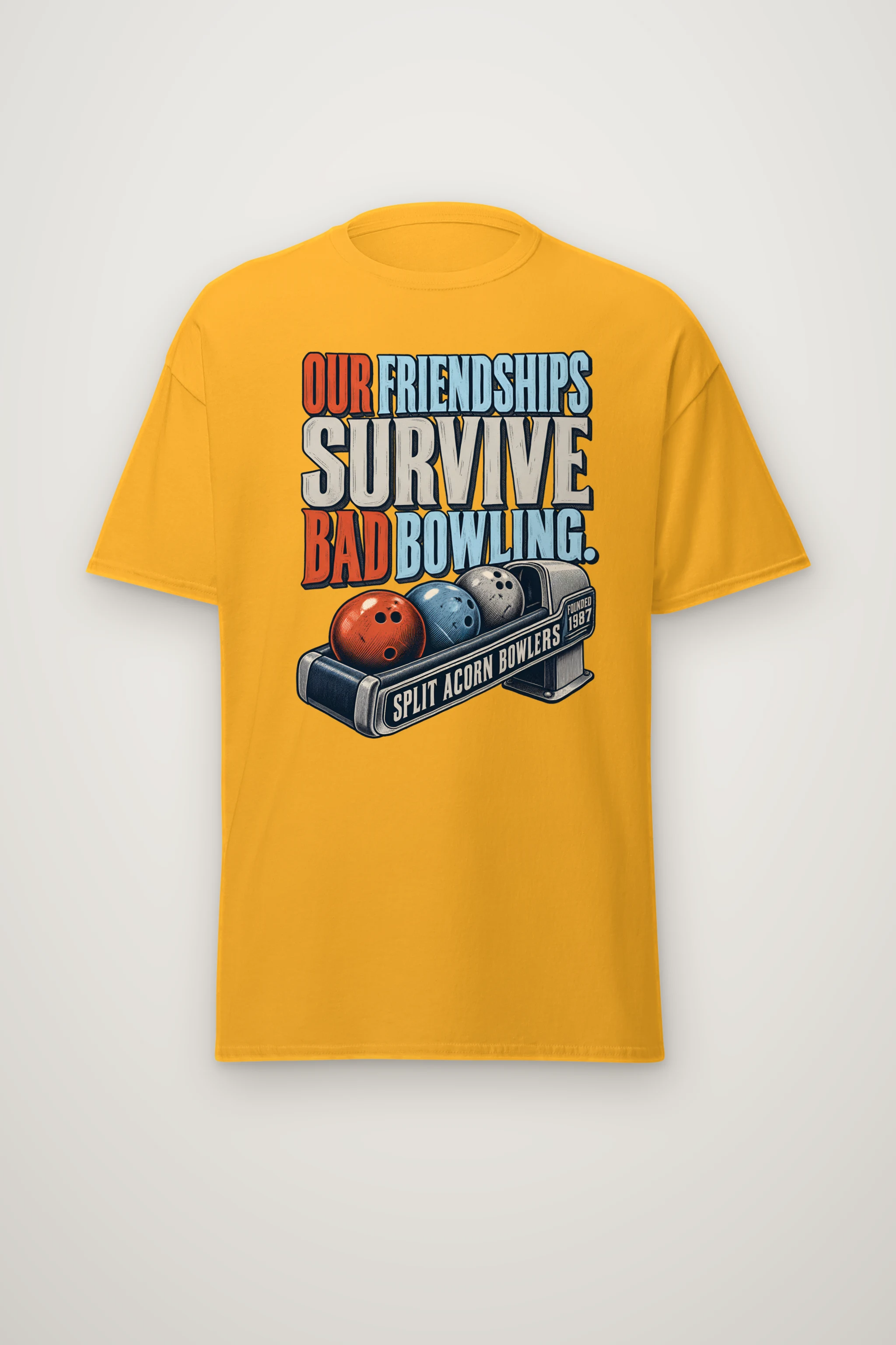 "Friendships Survive Bad Bowling" Heavyweight Unisex Crewneck T-shirt