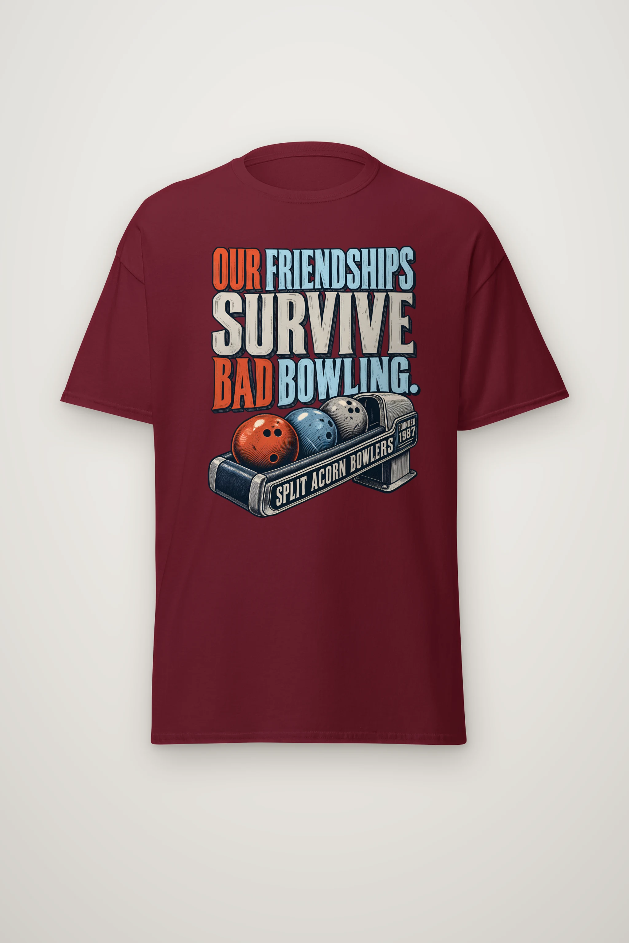"Friendships Survive Bad Bowling" Heavyweight Unisex Crewneck T-shirt