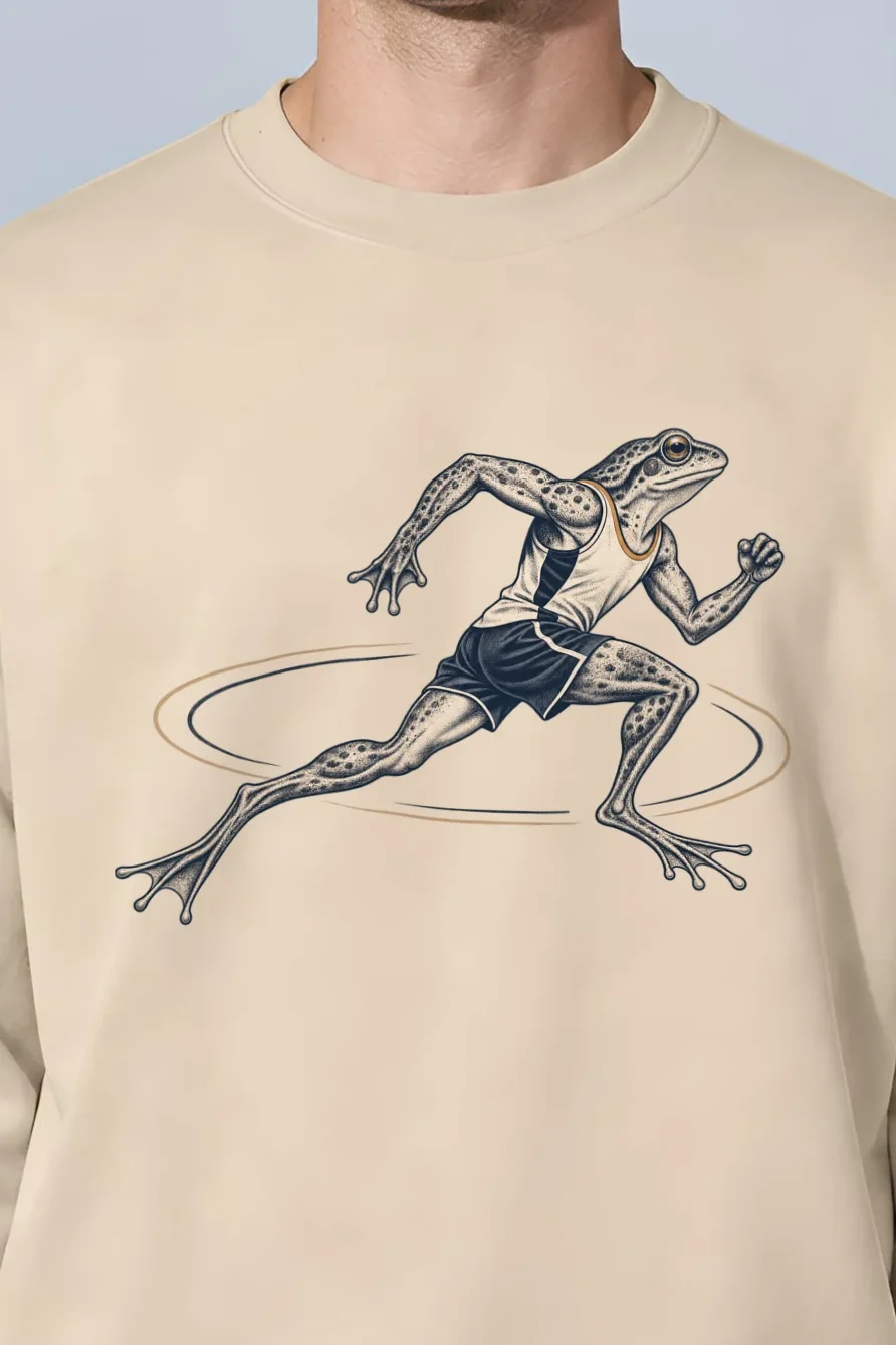 "Frog Runner" 1 Crewneck Sweatshirt - the graphic up close