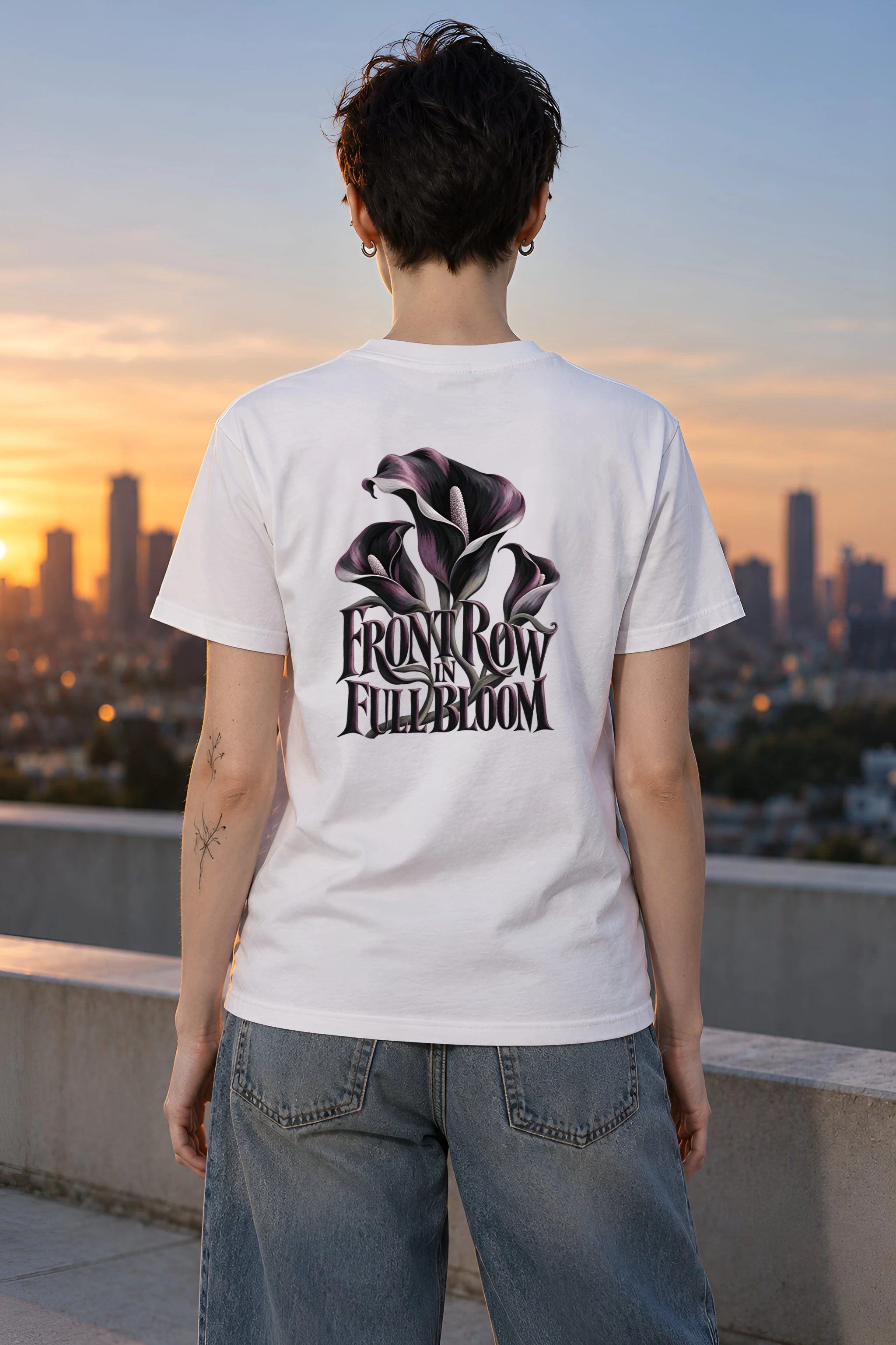 "Front Row in Full Bloom" Heavyweight Unisex Crewneck T-shirt