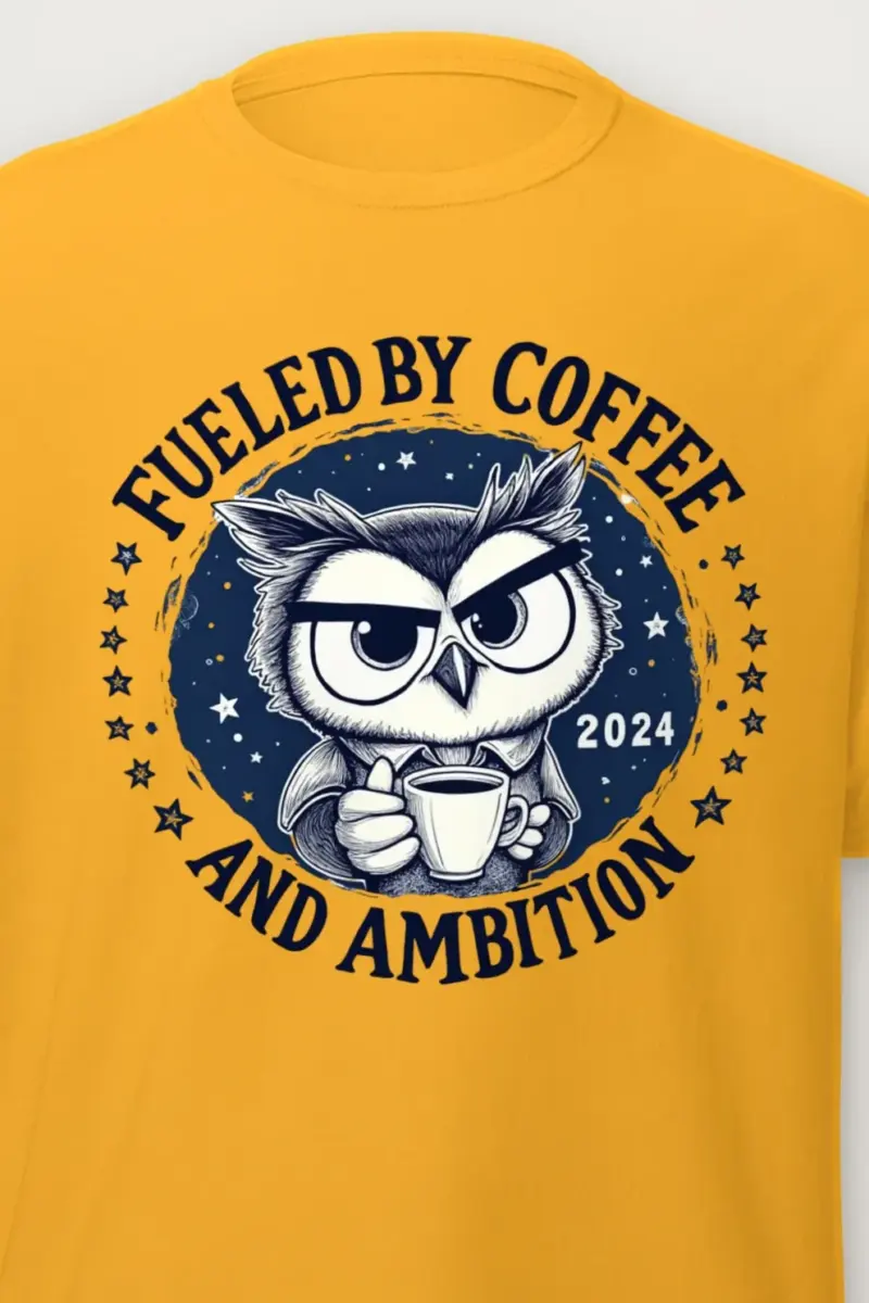 "Fueled By Coffee And Ambition" Heavyweight Unisex Crewneck T-shirt