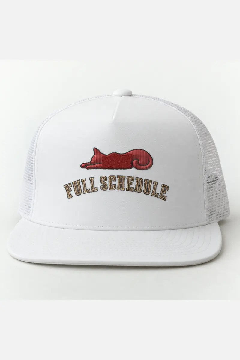 "Full Schedule" 5 Panel Trucker Cap · Embroidered