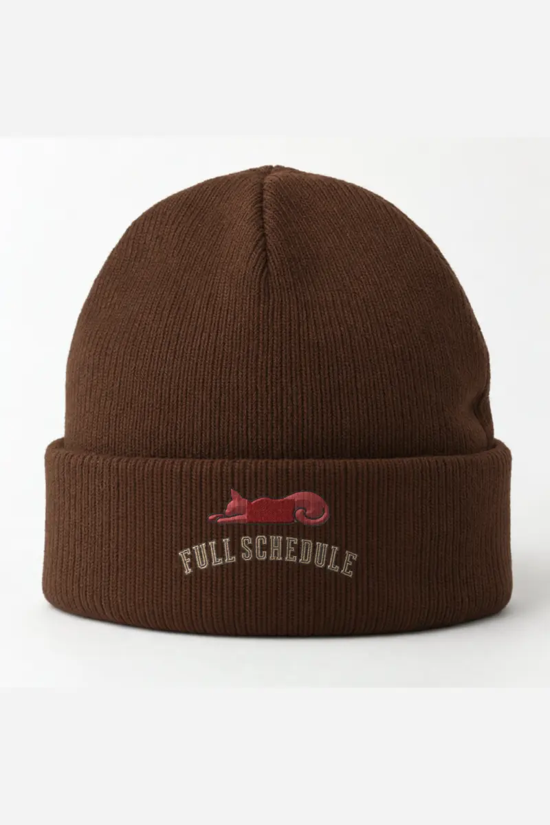 “Full Schedule” Cuffed Beanie · Embroidered