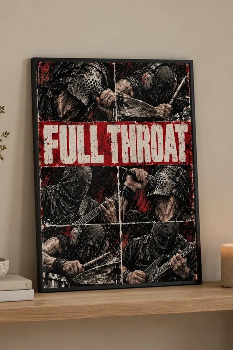 "Full Throat" Premium Wooden Framed Poster - the graphic up close