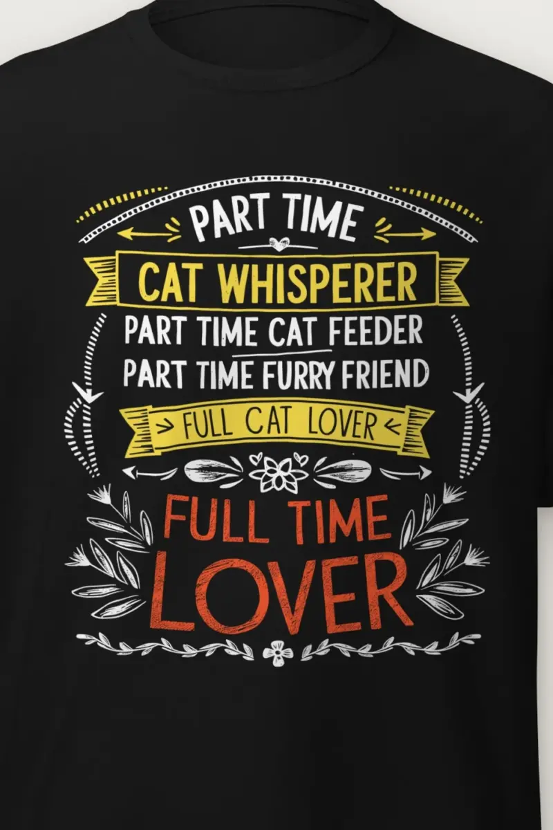 "Full Time Cat Lover" Heavyweight Unisex Crewneck T-shirt