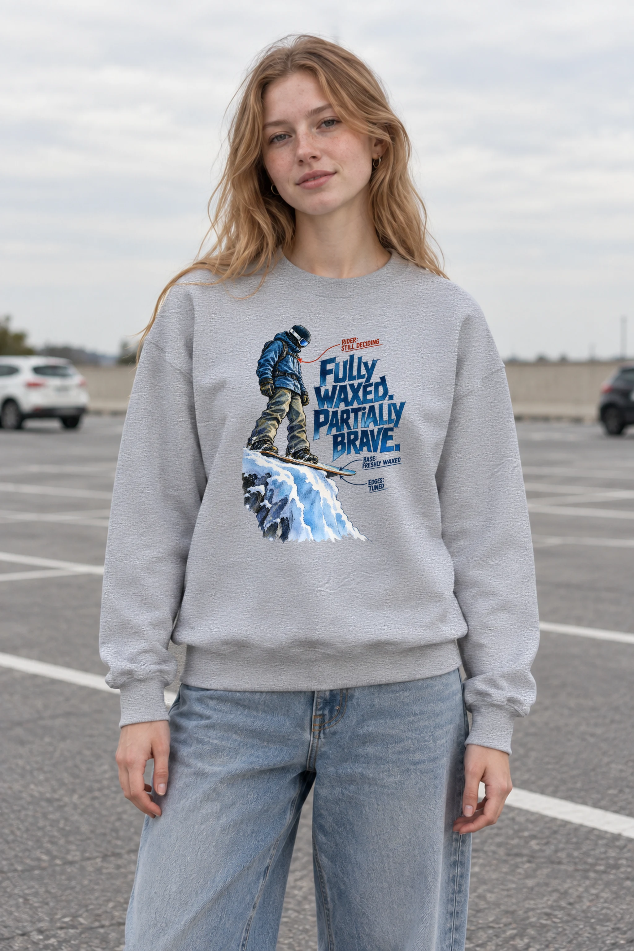 "Fully Waxed Partially Brave" Unisex Crewneck Sweatshirt