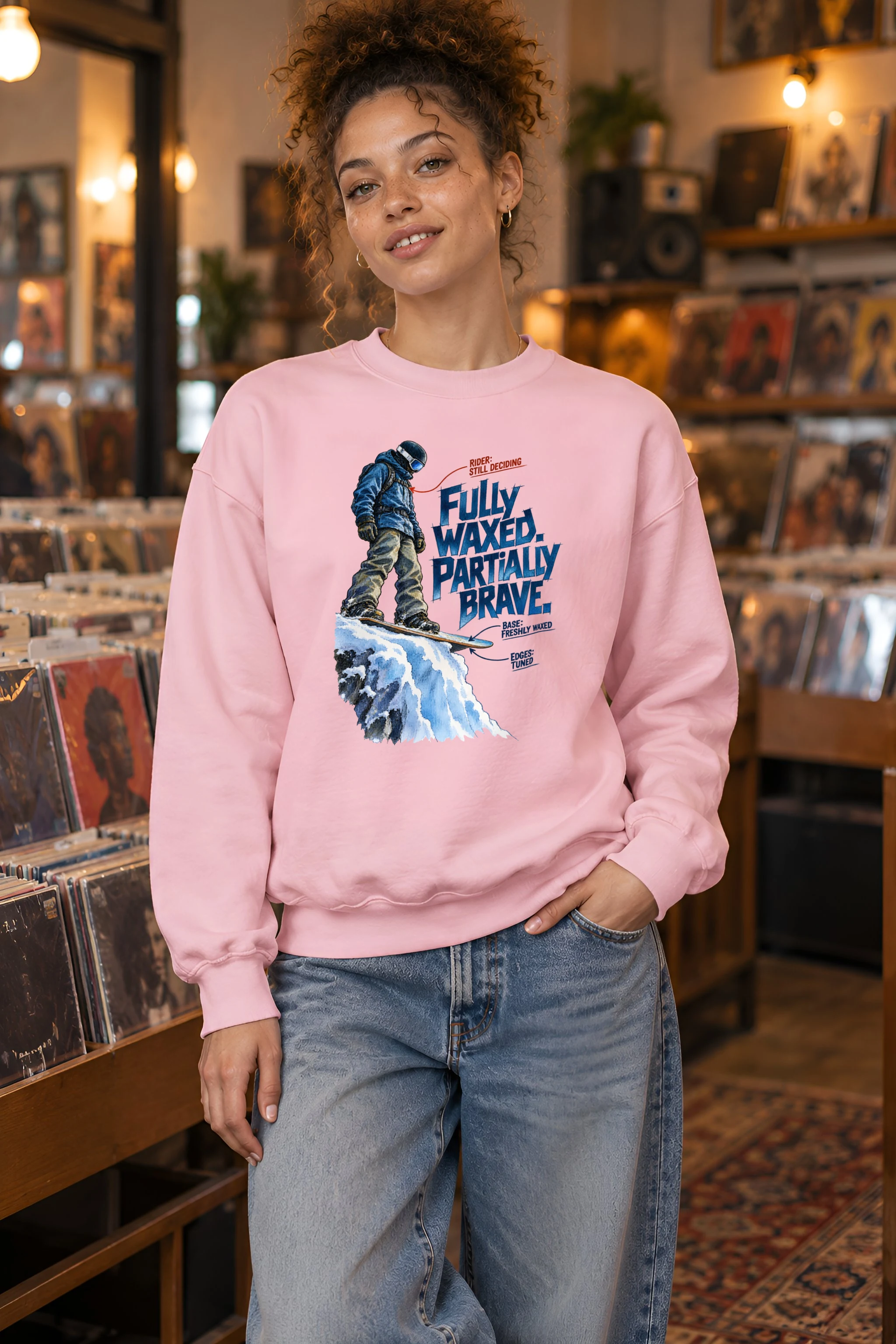 "Fully Waxed Partially Brave" Unisex Crewneck Sweatshirt