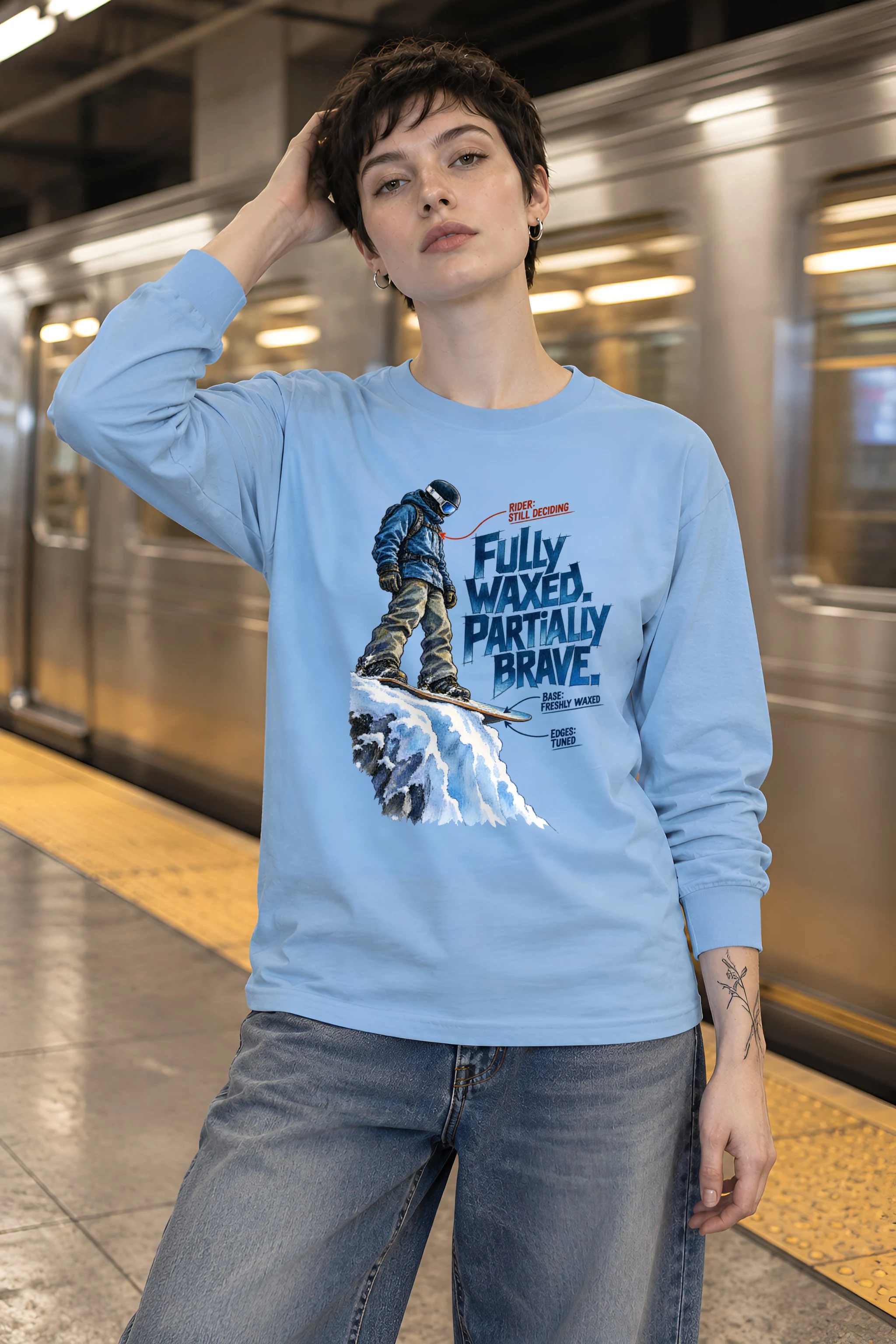 "Fully Waxed Partially Brave" Unisex Longsleeve T-shirt