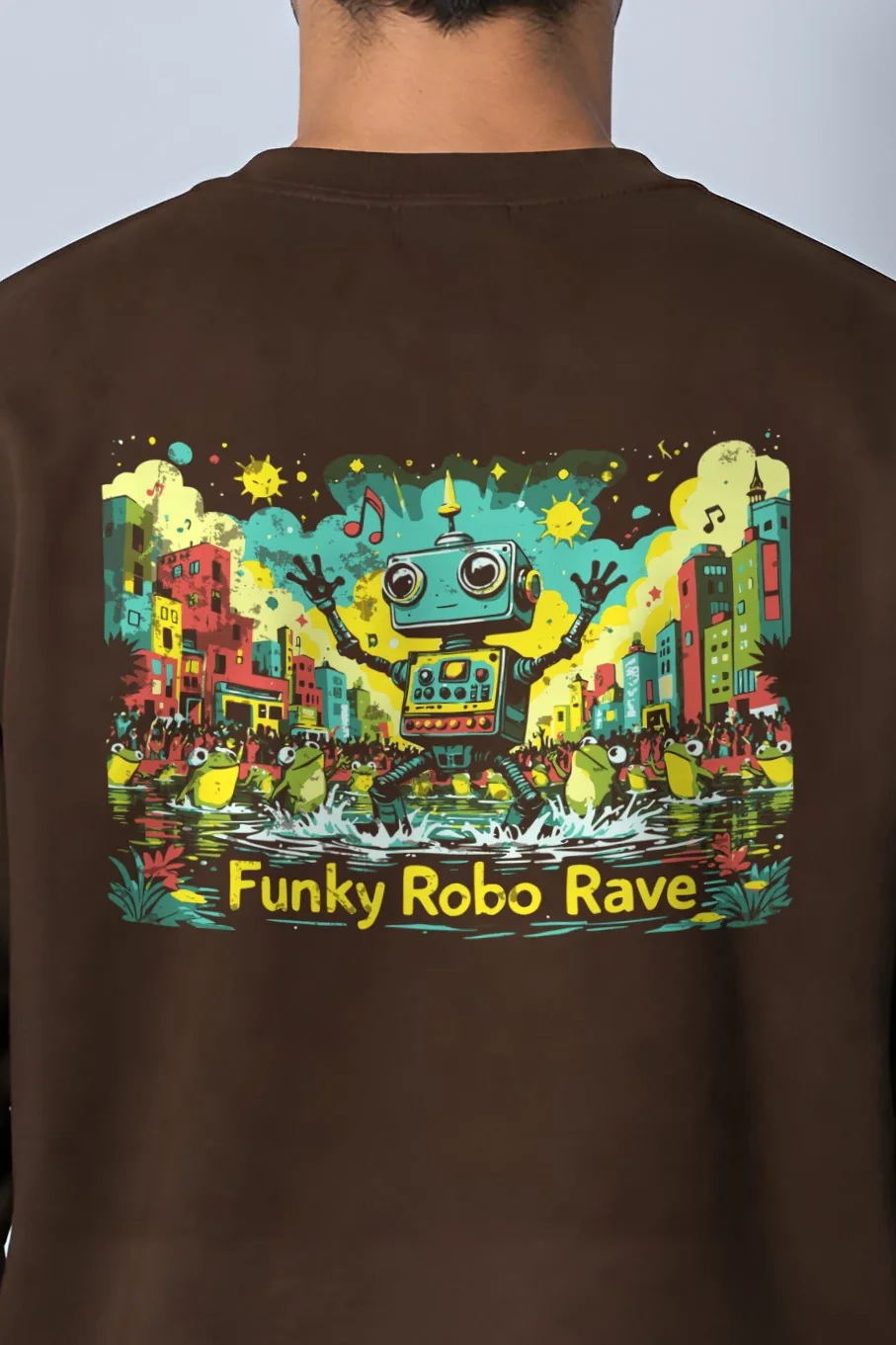 "Funky Robo Rave" 1 Crewneck Sweatshirt - the graphic up close
