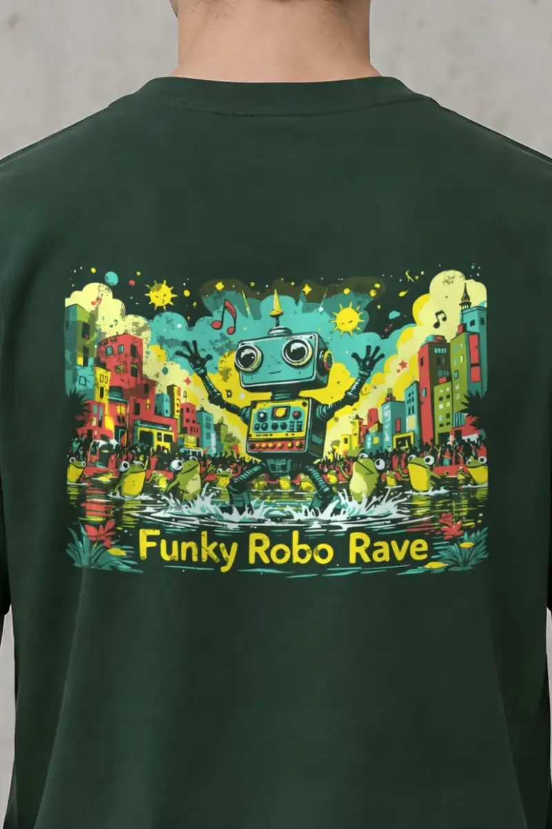 "Funky Robo Rave" Heavyweight Unisex Crewneck T-shirt