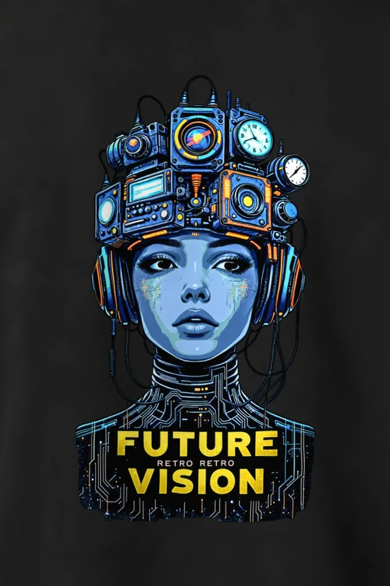 "Future Retro Vision" 1 Crewneck Sweatshirt - the graphic up close