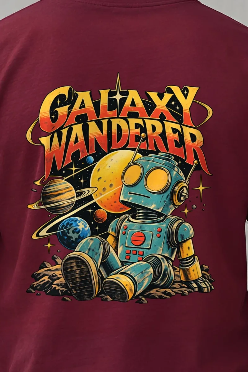 "Galaxy Wanderer" Heavyweight Unisex Crewneck T-shirt - the graphic up close