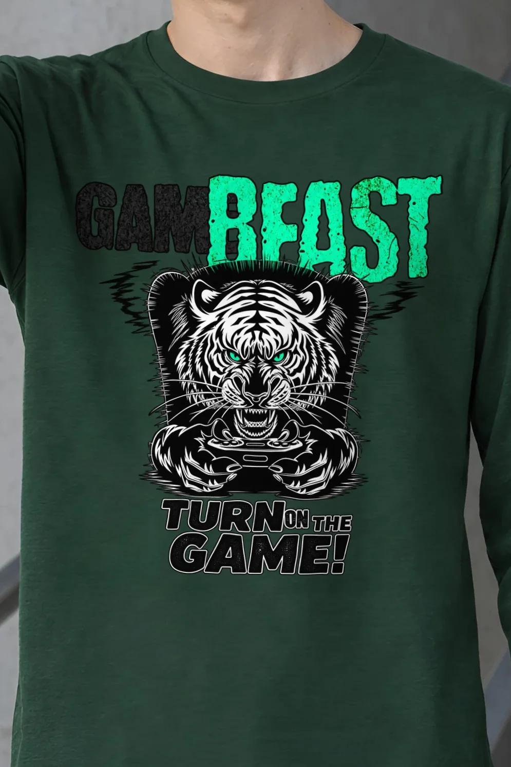 "Game Beast" Unisex Longsleeve T-shirt - the graphic up close