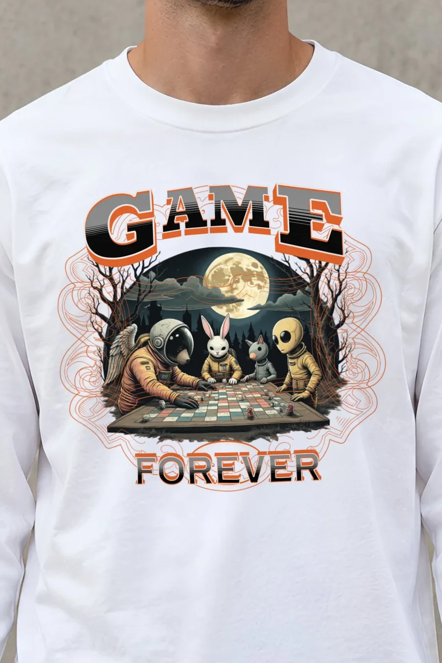 "Game Forever" Unisex Longsleeve T-shirt - the graphic up close