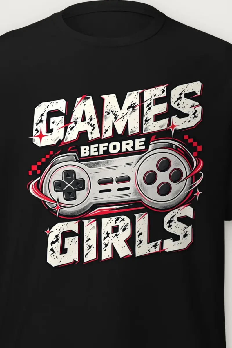 "Games Before Girls" Heavyweight Unisex Crewneck T-shirt