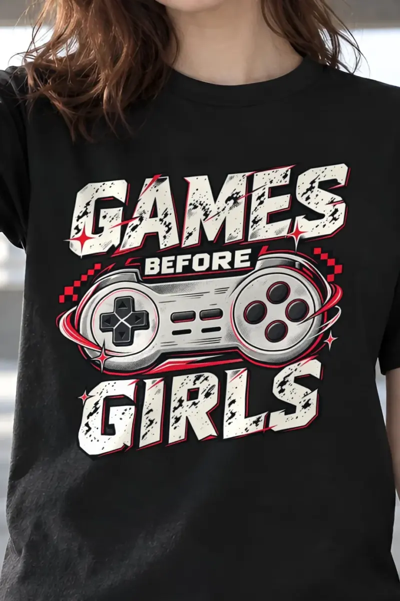 "Games Before Girls" Heavyweight Unisex Crewneck T-shirt
