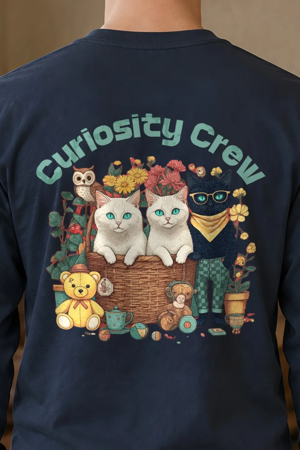 "Garden Gathering" Unisex Longsleeve T-shirt - the graphic up close