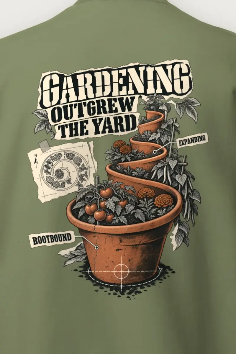 "Gardening Outgrew The Yard" Heavy Blend Unisex Crewneck Sweatshirt - the graphic up close