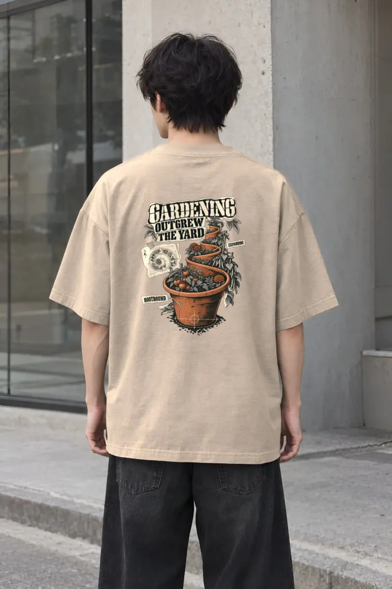 “Gardening Outgrew the Yard” Men’s Oversized Heavyweight Crewneck T-Shirt