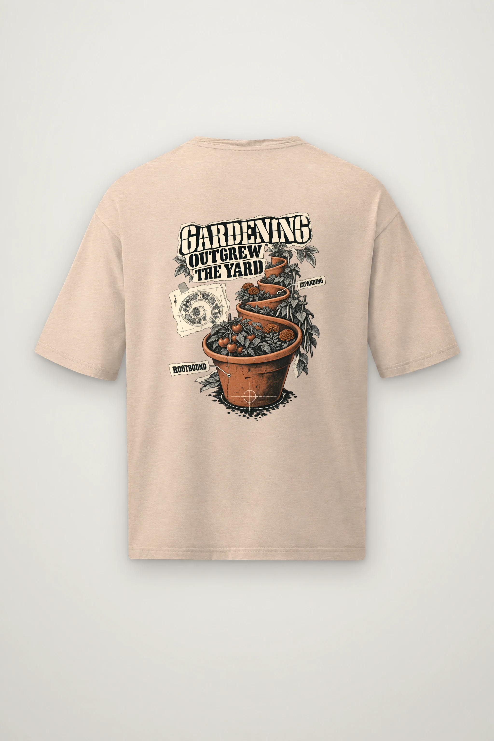 "Gardening Outgrew the Yard" Men's Oversized Heavyweight Crewneck T-Shirt