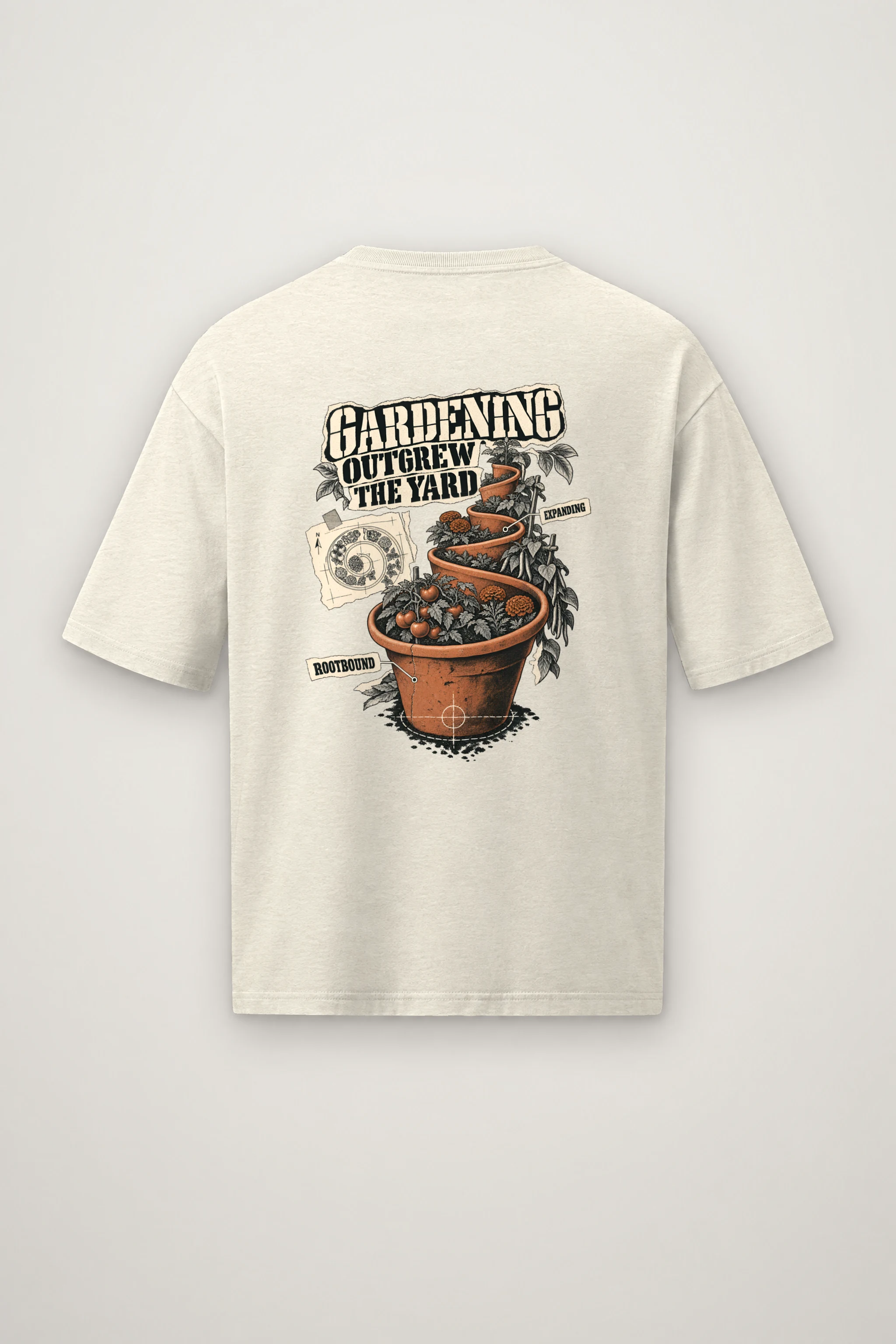 "Gardening Outgrew the Yard" Men's Oversized Heavyweight Crewneck T-Shirt